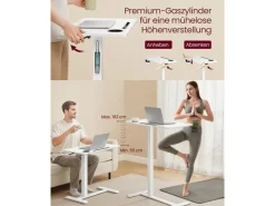 VASAGLE Stehtisch Höhenverstellbar 80 x 45 cm Weiss