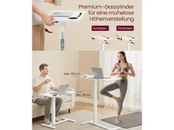 VASAGLE Stehtisch mit Platte 70 x 40 cm Weiss