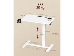VASAGLE Stehtisch mit Platte 70 x 40 cm Weiss