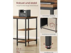 VASAGLE Tisch mit Platte Braun/Schwarz 160 x 60 cm