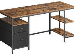 VASAGLE Tisch mit Platte Braun/Schwarz 160 x 60 cm