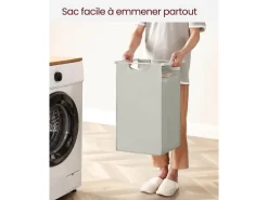VASAGLE Wäschekorb  mit Ablage 3 x 38 l, Weiss