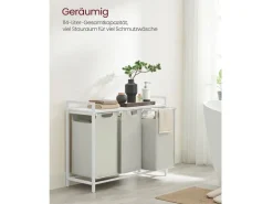 VASAGLE Wäschekorb  mit Ablage 3 x 38 l, Weiss