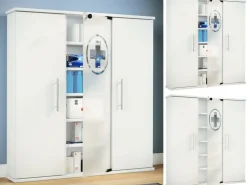 VCM Erste Hilfe Schrank Santila 92 x 88 x 18 cm, Weiss