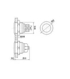 Velleman Drucktaster Edelstahl 19 mm, flach 48 V DC / 2 A