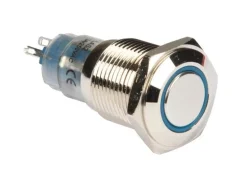Velleman Drucktaster Metall 16 mm mit blauer Ringbeleuchtung