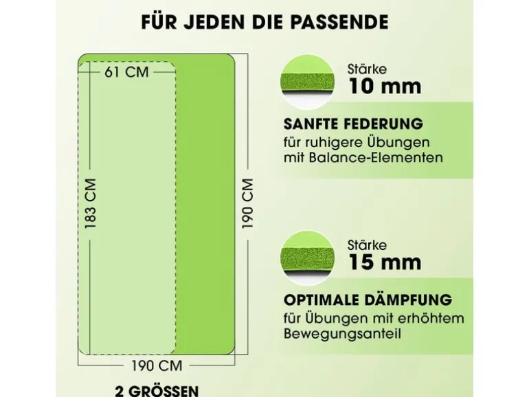 World Fitness Fitnessmatte Ashanti 190 cm x 100 cm, Grün