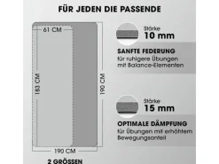 World Fitness Fitnessmatte Yamuna 183 cm x 61 cm, Grau