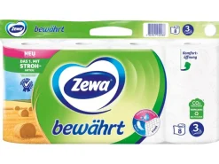 Zewa Toilettenpapier Bewährt mit Strohzellstoff weiss, 8 Rollen